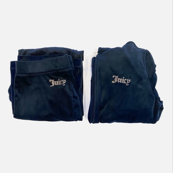 Juicy Couture Regal Blue Velour Tracksuit Hoodie (L) & Pants (M) - Picture 2 of 16